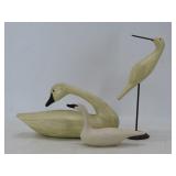 Folk Art Shorebird and Swan Decoys