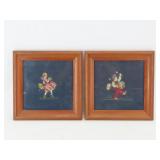 Framed Needlepoint Figures