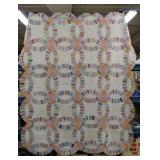Hand Stitched Double Wedding Ring Quilt