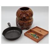Owl Jar, Skillet and Marbles