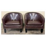 Pair of Upholstered Club Chairs