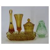 Amber and Green Depression Glass