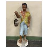 Painted Figural Statue with Lantern