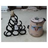 Horseshoe Wine Rack And Enamel Kettle
