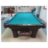 Three-Piece Slate Top Pool Table And Accessories