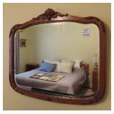 Beveled Glass Oak Wall Mirror