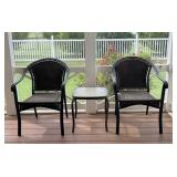 Wicker Patio Chairs & Glass Top Table