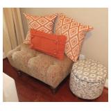 Upholstered Chair, Ottoman And Pillows