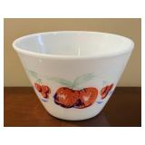 Fruit Decorated Milk Glass Bowl