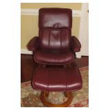 Ekornes Leather Recliner And Ottoman