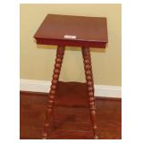 Red Painted Spool Leg Side Table