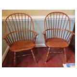 Pair Of Cherry Windsor Style Armchairs