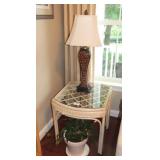 Rattan Corner Table With Glass Top