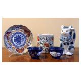 Asian Porcelain And Maneki-Neko Cat