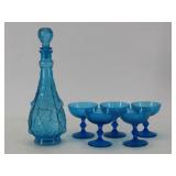 Blue Glass Decanter & Stemware