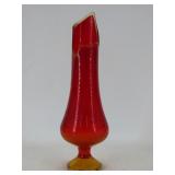 Amberina Swung Glass Footed Vase