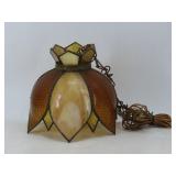 Amber/Slag Glass Hanging Lamp