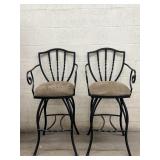 Wrought Iron Bar Stools, Pair