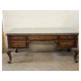 Carved Executive Desk With Glass Top