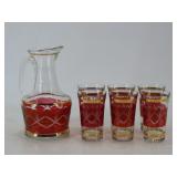 Cranberry Red Flash Glass Decanter Set