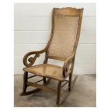 Rolled Arm Cane Rocking Chair