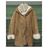 Tan Suede Hooded Coat