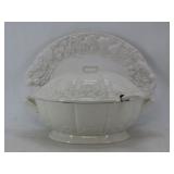 White Ceramic Lidded Tureen & Platter
