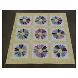 Signed Patchwork Dresden Plate Quilt