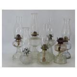 Assorted Clear Glass Oil Lamps