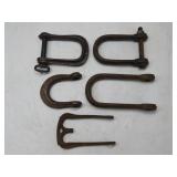Antique Iron Clevises And Shackles