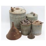 Galvanized Fuel Cans And Funnels