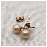 14K Gold Pearl Earrings