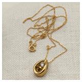 10K Gold Teardrop Necklace with Diamond