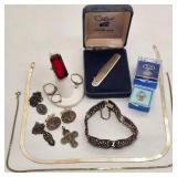 Vintage & Newer Silver Jewelry & Knife