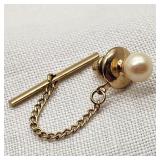 14K Gold 6.8mm Pearl Tie Tack