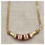 10K Gold Necklace with Rubies