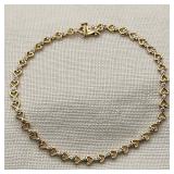10K Gold Hearts Bracelet with White Sapphires