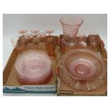 Pink Depression Glass Tableware And Stemware