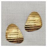 14K Gold Ribbed Pierced Earrings