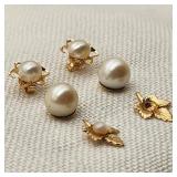 14K Gold Pearls Etc Pierced Earrings