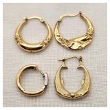 14K Gold Pierced Earrings Singles & As-Is