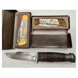 Case Fixed Blade & 2 Folding Knives in Boxes