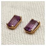 14K Gold Earrings w/ Purple Sapphires