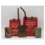 Motor Oil Tins And Gasoline Cans
