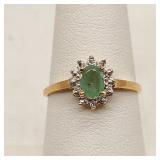 10K Gold Ring w/ Emerald & Diamonds