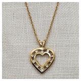 14K Gold Heart w/ Diamonds Necklace
