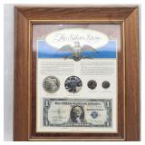Framed Silver Story US Coins & Certificate