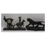 United Electric Clock And Tiger Planter