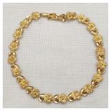 14K Gold Flowers Link Bracelet