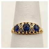 18K Gold 1908/09 British Ring w/ Sapphire ++